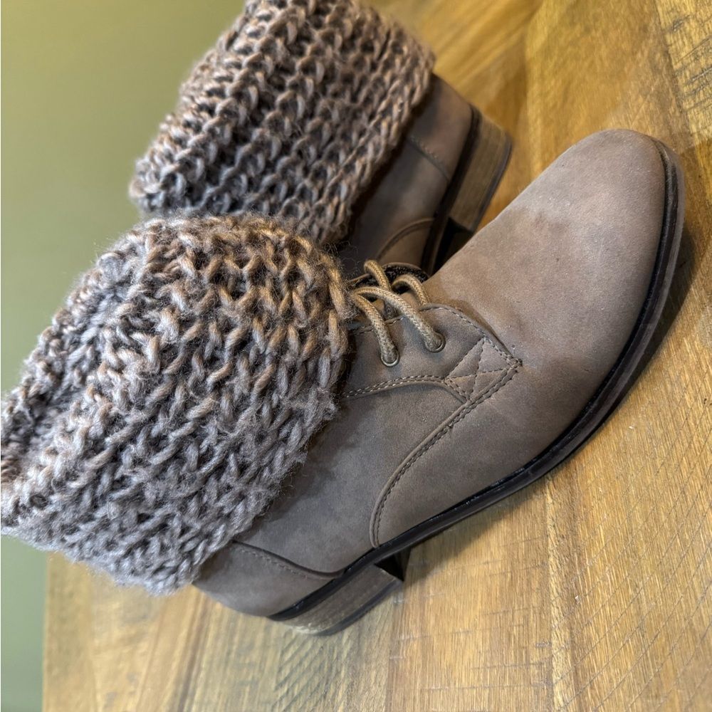 Charlotte Russe Brown Knit Cuff Boots - Picture 2 of 12